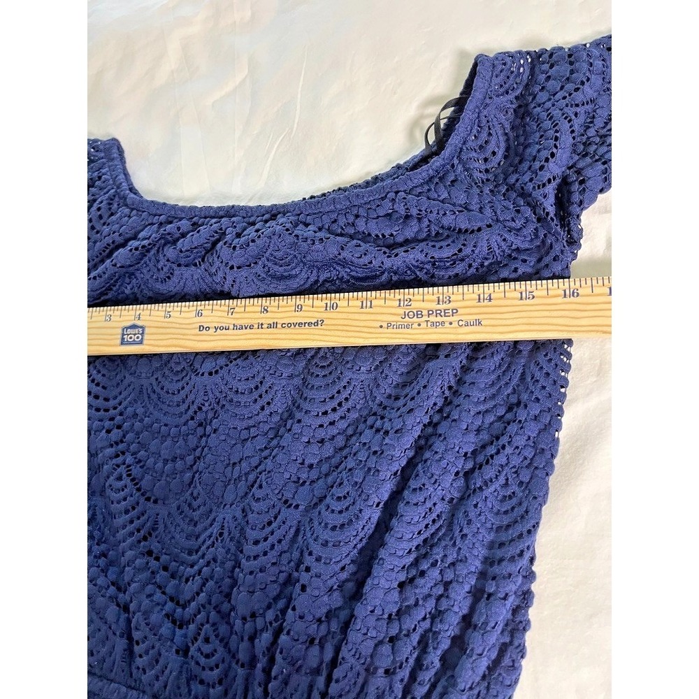 Lilly Pulitzer Lana Romper Navy Blue Lace Off The Shoulder XS Resort Summer - Picture 4 of 10
